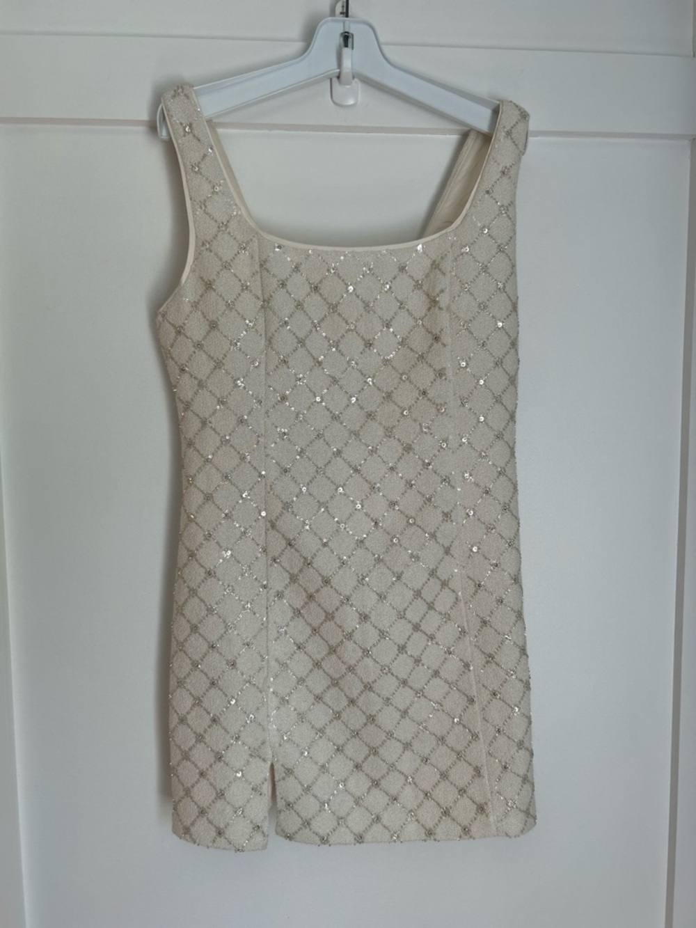 Lucy Paris Cream Sequin Mini Dress NWT Large Perfect for Bridal events